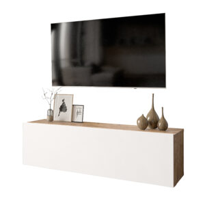 Έπιπλο τηλεόρασης επιτοίχιο Serit pakoworld λευκό-oak 100x31,5x29,5εκ (1 τεμάχια)