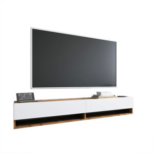 Έπιπλο τηλεόρασης επιτοίχιο Handra pakoworld λευκό-oak 180x31,5x29,5εκ (1 τεμάχια)