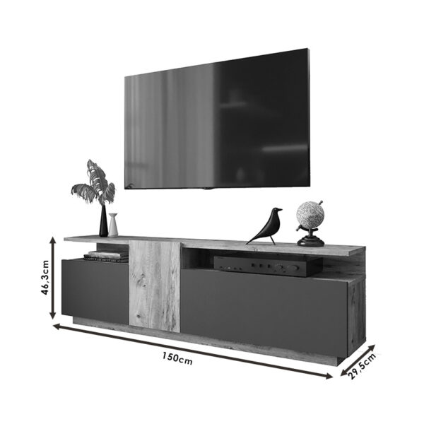 Έπιπλο τηλεόρασης Elana pakoworld sonoma-λευκό 150x29.5x46.3εκ (1 τεμάχια)