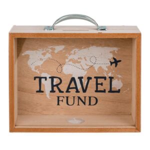 Κουμπαράς - κορνίζα ξύλινος Travel Fund Υ12x20,5x5εκ.  τμχ.