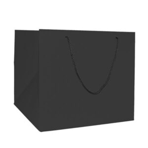 Next χάρτινη τσάντα μαύρη με κορδόνι Υ29x33x33εκ. πιέτα 12 τμχ.