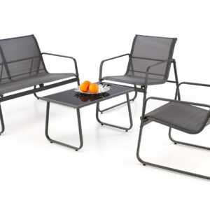 CONOR garden set (sofa + 2 chairs + coffee table), dark grey / light grey
