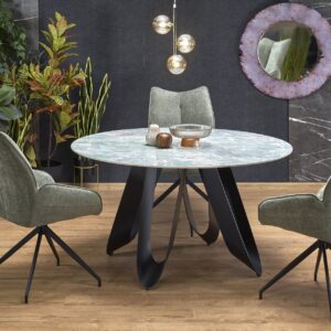 GIOVANI round table, green marble / black