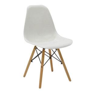 Καρέκλα Julita pakoworld PP λευκό-φυσικό πόδι 46x50x82εκ (1 τεμάχια)