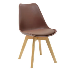 Καρέκλα Gaston pakoworld PP-PU καφέ-φυσικό πόδι 53.5x48.5x83εκ (1 τεμάχια)