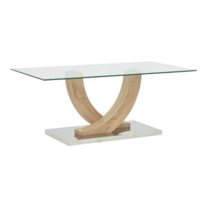 Τραπέζι σαλονιού Kasmora pakoworld φυσικό ξύλο-γυαλί 110x60x45εκ (1 τεμάχια)