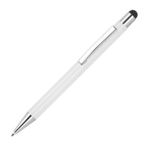 Στυλό - touch pen αλουμινίου άσπρο με μαύρη λεπτομέρεια Υ14,8xØ1εκ.  τμχ.