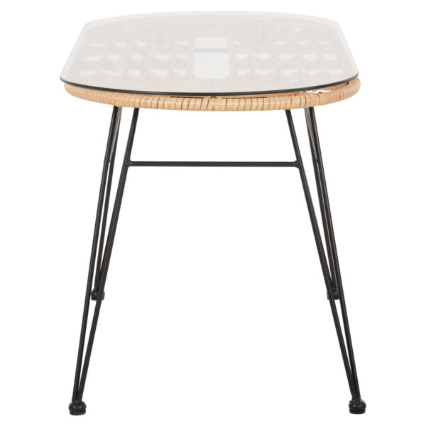 ΤΡΑΠΕΖΙ ΟΒΑΛ ΧΑΜΗΛΟ ALLEGRA HM5695.11 ΜΠΕΖ WICKER-ΜΑΥΡΟ ΜΕΤΑΛΛΟ 100x45x51,5Υεκ. (1 Τεμμάχια)