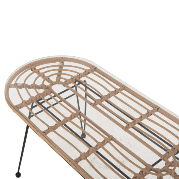 ΤΡΑΠΕΖΙ ΟΒΑΛ ΧΑΜΗΛΟ ALLEGRA HM5695.11 ΜΠΕΖ WICKER-ΜΑΥΡΟ ΜΕΤΑΛΛΟ 100x45x51,5Υεκ. (1 Τεμμάχια)