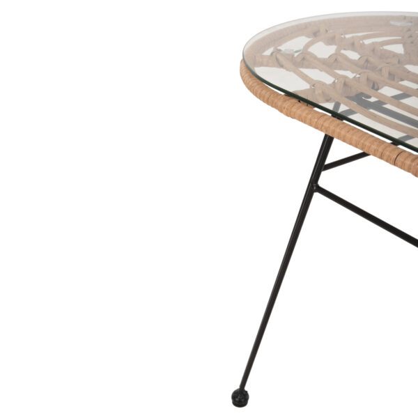 ΤΡΑΠΕΖΙ ΟΒΑΛ ΧΑΜΗΛΟ ALLEGRA HM5695.11 ΜΠΕΖ WICKER-ΜΑΥΡΟ ΜΕΤΑΛΛΟ 100x45x51,5Υεκ. (1 Τεμμάχια)