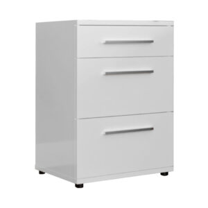 Κομοδίνο Elegance pakoworld με 3 συρτάρια σε λευκή απόχρωση 40x39x57εκ (1 τεμάχια)