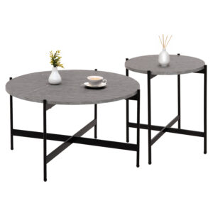 ΣΕΤ 2ΤΜΧ ΤΡΑΠΕΖΙΑ ΣΑΛΟΝΙΟΥ RONDA HM21089.01 MDF ΓΚΡΙ ΜΑΡΜΑΡΟ Φ80εκ & Φ50εκ (1 Τεμμάχια)