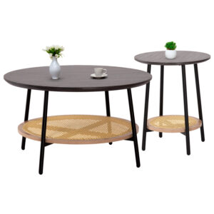 ΣΕΤ 2ΤΜΧ ΤΡΑΠΕΖΙΑ ΣΑΛΟΝΙΟΥ SEWELL HM21087 MDF-ΜΕΤΑΛΛΟ-ΣΥΝΘΕΤΙΚΟ RATTAN Φ80εκ & Φ45εκ (1 Τεμμάχια)