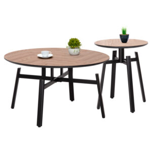 ΣΕΤ 2ΤΜΧ ΤΡΑΠΕΖΙΑ ΣΑΛΟΝΙΟΥ NORTON HM21088 MDF-ΜΕΤΑΛΛΟ Φ80εκ & Φ45εκ (1 Τεμμάχια)